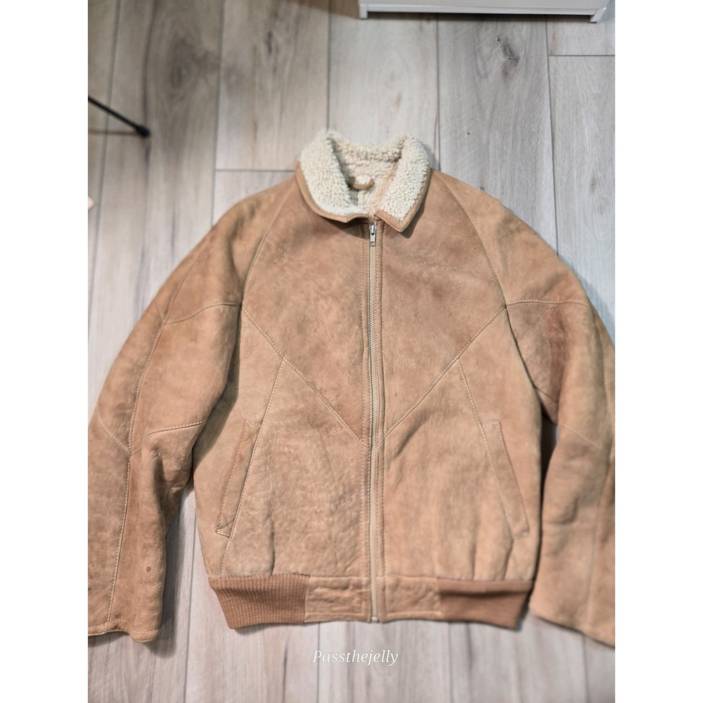 VTG Knights Tailor Jacket 40 Leather Wool Lined Suede Bomber NEW ZEALAND Zip